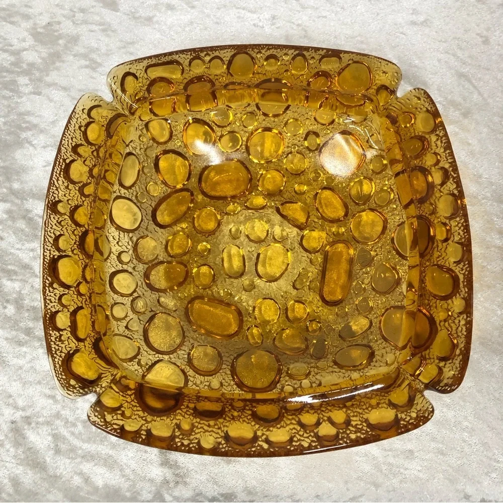 Vintage set of 2 Ashtrays bubble pebble art glass design